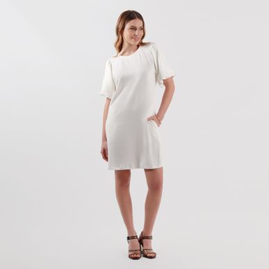 Vestido cuello redondo manga corta