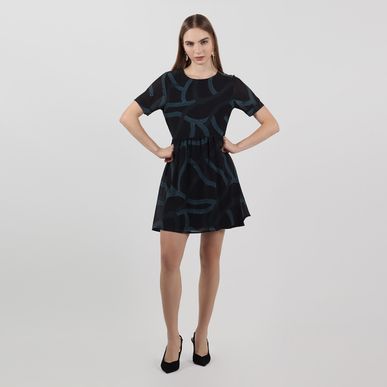 Vestido cuello redondo manga corta