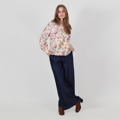 Blusa cuello camisero manga larga