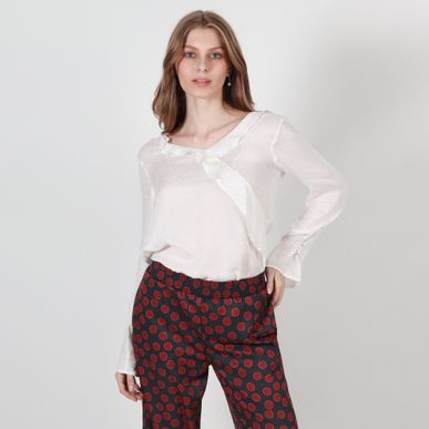 Blusa cuello V manga larga