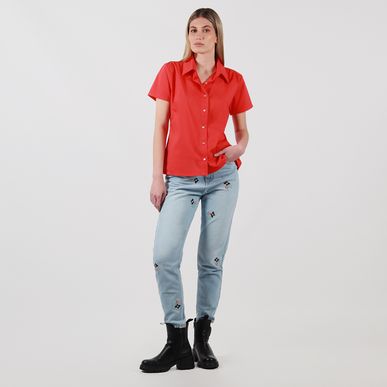 Blusa cuello camisero manga corta