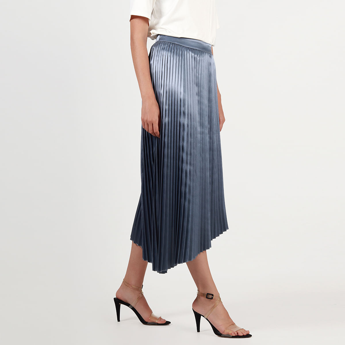 Shein Falda Larga Plisada De Gasa Con Estampado De Leopardo, Cintura