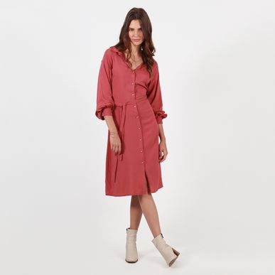 Vestido cuello camisero manga larga