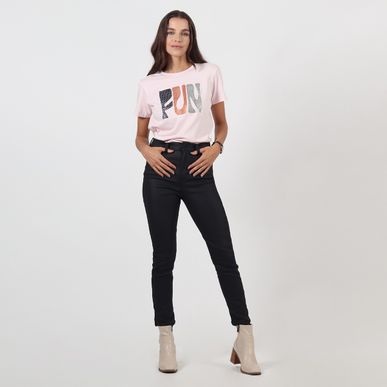 Jean tipo alto cuero bota skinny