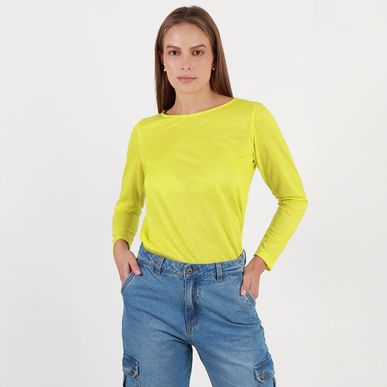 Camiseta cuello redondo manga larga