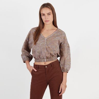 Blusa cuello V manga 3cuartos