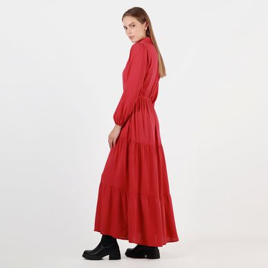 Vestido cuello redondo manga larga