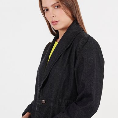 Chaqueta Tipo Blazer Denim Negro