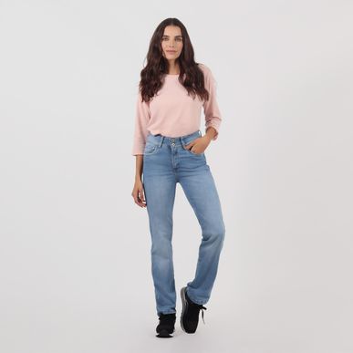 Jean wonder tiro medio bota flare