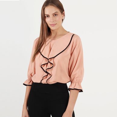Blusa cuello redondo manga 3cuartos