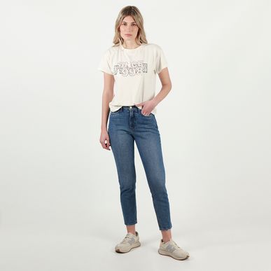 Jean Mom tiro alto bota skinny