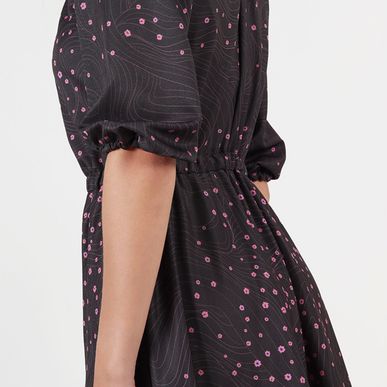 Vestido midi cuello redondo manga Ranglan