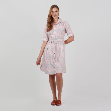 Vestido midi cuello camisero manga larga