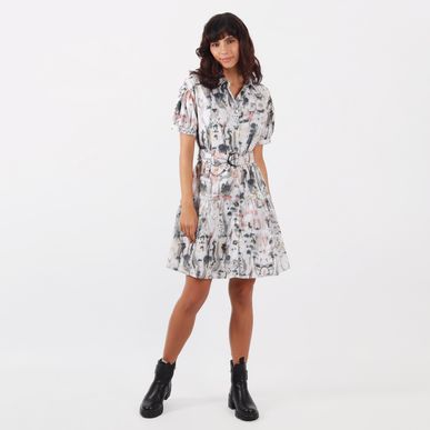 Vestido Cuello Camisero Manga Corta