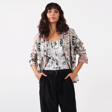 Blusa Cuello Camisero Manga Larga
