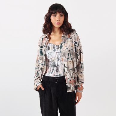 Blusa Cuello Camisero Manga Larga
