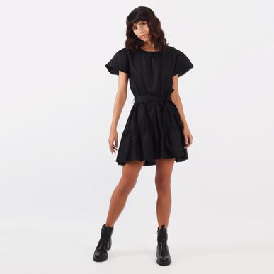 Vestido Cuello Redondo Manga Corta
