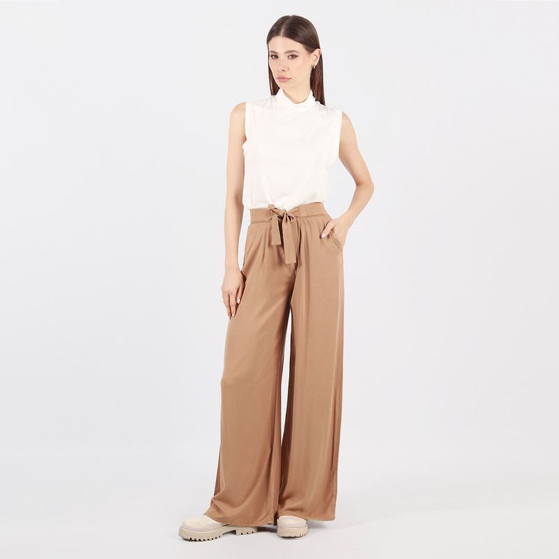 Pantalon para mujer - PANTALON BOTA FLARE CON BOLSILLOS LATERALES CON LAZO  PARA ANUDAR EN CINTURA - PANTALON 210221 - Fuera De Serie - Compra Online