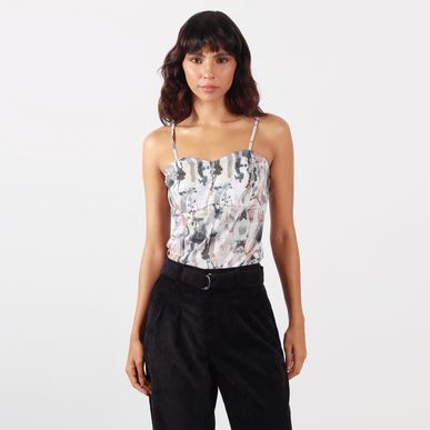 Blusa Cuello Corazon Manga Tiras