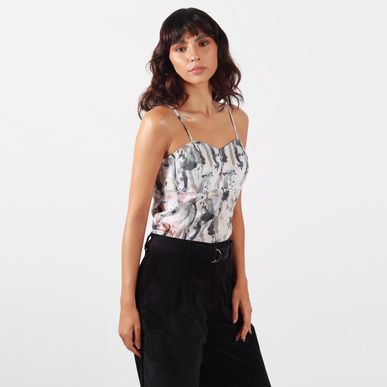 Blusa Cuello Corazon Manga Tiras