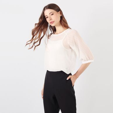 Blusa Cuello Redondo Manga 3cuartos