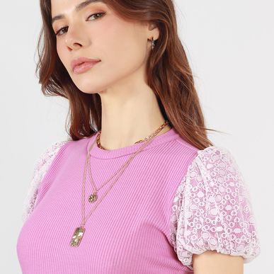 Blusa Cuello Redondo Manga Corta