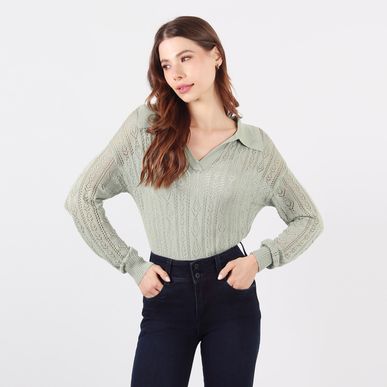 Sweater Cuello Solapa Manga Larga
