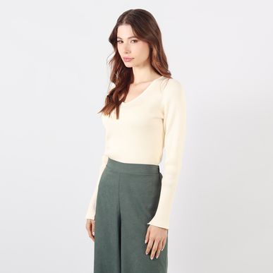 Sweater Cuello V Manga Larga