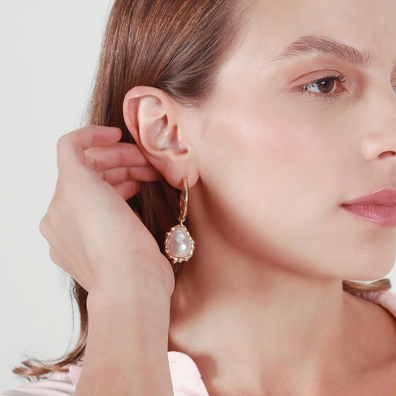 aretes largos perla blanca para mujer