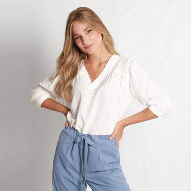 Blusa Cuello V Manga 3Cuartos