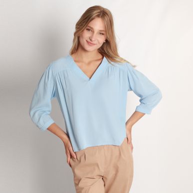 Blusa Cuello V Manga 3Cuartos