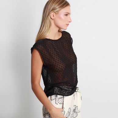 Blusa Cuello Redondo Manga Sisa