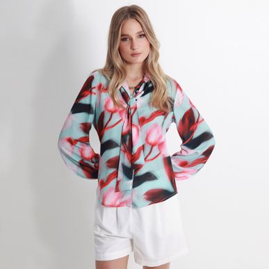Blusa Cuello Camisero Manga Larga