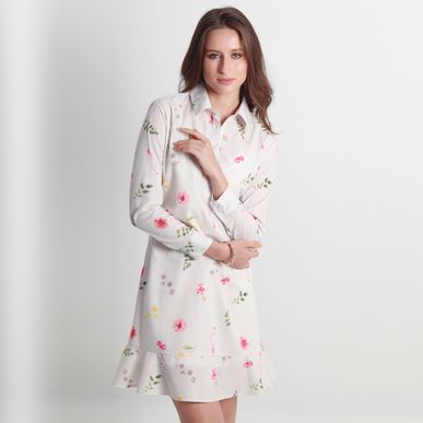 Vestido Cuello Camisero Manga Larga