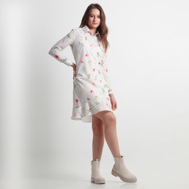 Vestido Cuello Camisero Manga Larga