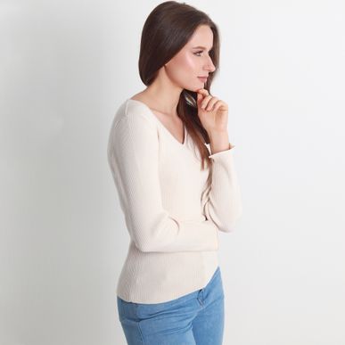 Sweater Cuello V Manga Larga