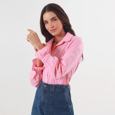 Blusa Cuello Camisero Manga Larga