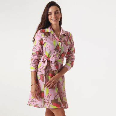Vestido Cuello Camisero Manga Larga