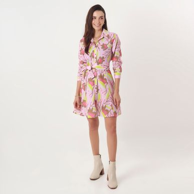 Vestido Cuello Camisero Manga Larga