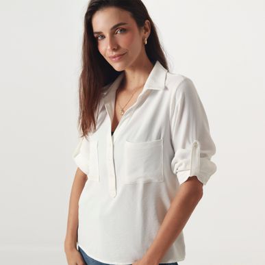 Blusa Cuello Camisero Manga 3cuartos