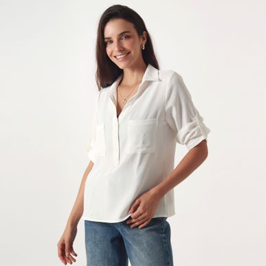 Blusa Cuello Camisero Manga 3cuartos