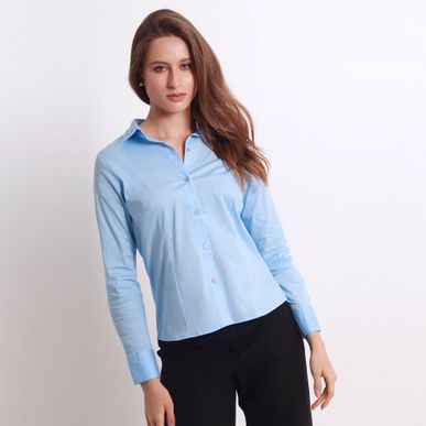 Blusa Cuello Camisero Manga Larga