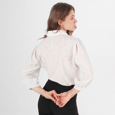 Blusa Cuello Camisero Manga 3Cuartos