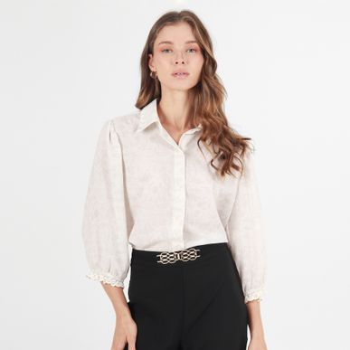Blusa Cuello Camisero Manga 3Cuartos