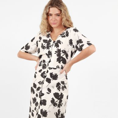 Vestido Cuello V Manga Corta