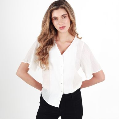 Blusa con Textura Manga Corta