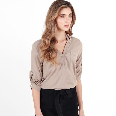 Blusa Cuello Camisero Manga 3cuartos