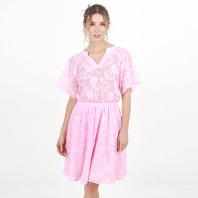 Vestido Cuello V Manga Corta