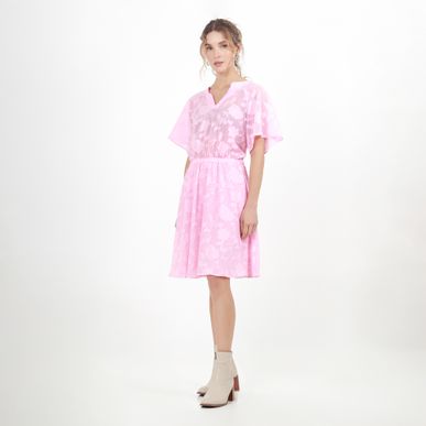 Vestido Cuello V Manga Corta