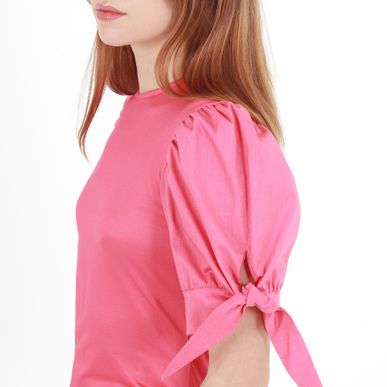 Camiseta Cuello Redondo Manga Globo